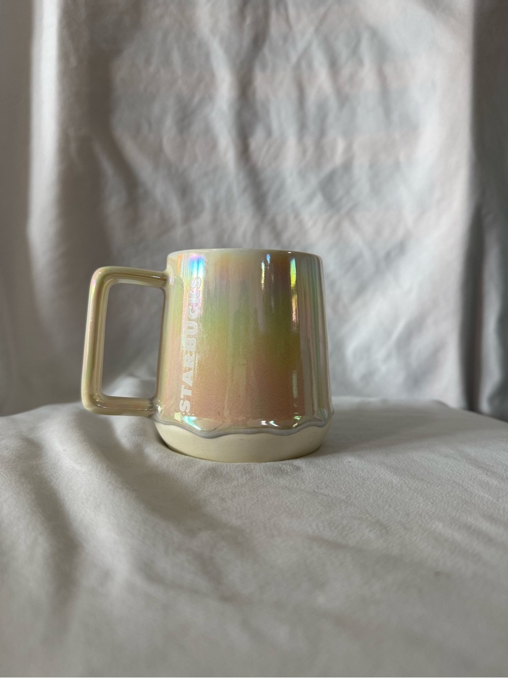 Starbucks Iridescent Cream and Pink Ceramic Mug